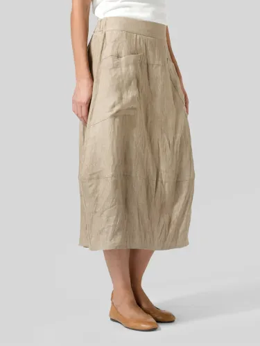 Solid Casual Linen Skirts