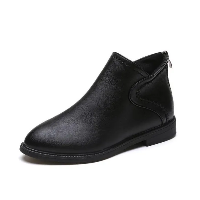 Women Artificial Leather Booties Casual Comfort Zipper Shoes