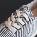 Black Stripe Canvas Lace-up Spring/Fall Daily Flats