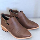 Women PU Booties Casual Comfort Adjustable Buckle Plus Size Shoes