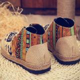 Vintage Colorful Pattern Lace Up Canvas Boots