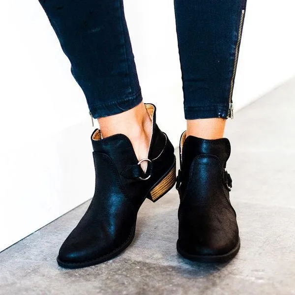 Women PU Booties Casual Comfort New Fashion Thick Shoes