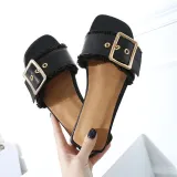 Women PU Slippers Casual Trendy Belted Buckle Shoes