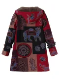 Fleece-lined Abstract Hoodie Winter Coat
