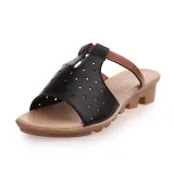 Women Summer Beach Wedge Heel Star Hollow-Out Slippers