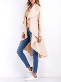 Long Sleeve Shawl Collar Casual Solid Trench Coat