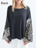 Abstract Balloon Sleeve Sweater