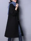 Gray Long Sleeve Embossed Solid Coat