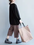 H-line Casual Batwing Feather Print Sweatshirt