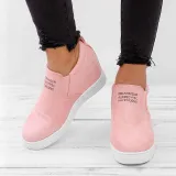 Women Faux Suede Wedge heel Sneakers Slip on Breathable Shoes