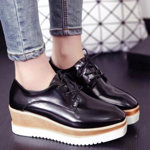 Women Creepers Loafers Casual Comfort Lace Up Shoes