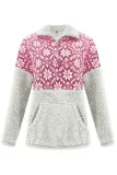 Christmas Snowflake Pullover Bend Collar Zipper Print Teddy Outerwear
