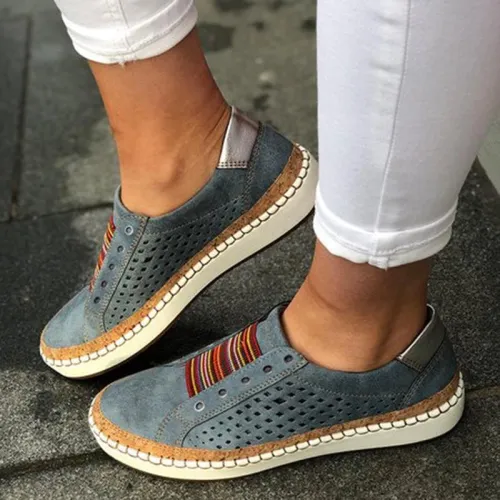 Womens Slip On Sneakers Hollow Out Casual Shoes