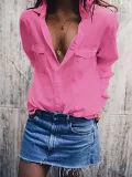 Shirt Collar Cotton Long Sleeve Casual Blouses&shirts