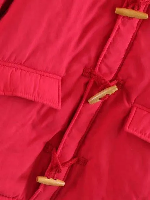 Horn Button Long Sleeve Cotton Quilted Coat