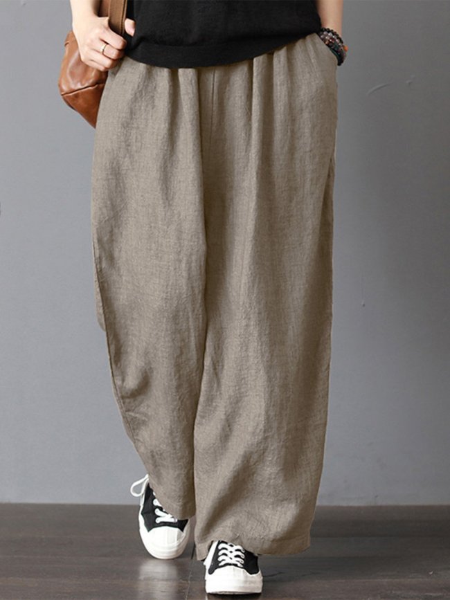 Casual Solid Loose Pants