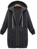 Deep Gray Shift Plain Pockets Casual Coats