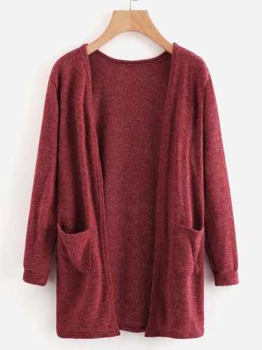Long Sleeve Knitted Casual Solid Cotton Cardigan