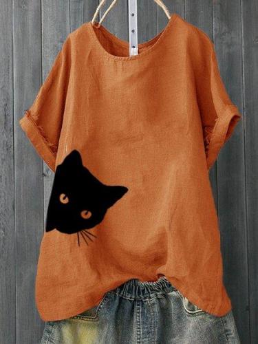 Casual Animal Printed Short Sleeve Shirts & Tops