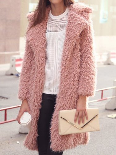 H-line Plain Long Sleeve Casual Coat