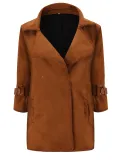 Vintage Buckle Sleeve Holiday 3/4 Sleeve Paneled Wool Blend Coat