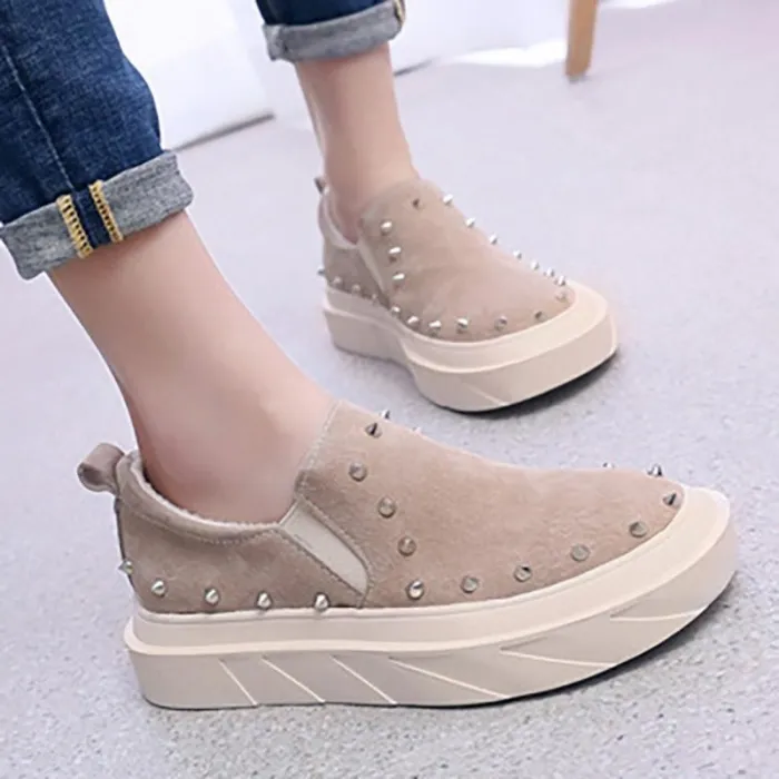 Women Artificial Suede Loafers Casual Comfort Flat Shoes