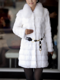 Warm Tie O-Neck Holiday Bodycon Faux Fur Coat
