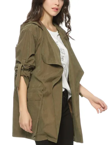 Blue Casual Pockets Solid Outerwear