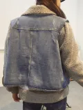 Two Piece Cotton-Blend Plus Jeans Jacket Casual Coat