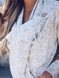 Women Fringed Casual Solid Long Sleeve Cardigan