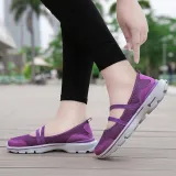 Breathable Mesh Fabric Sneakers Elastic Band Flat Heel Hiking Shoes