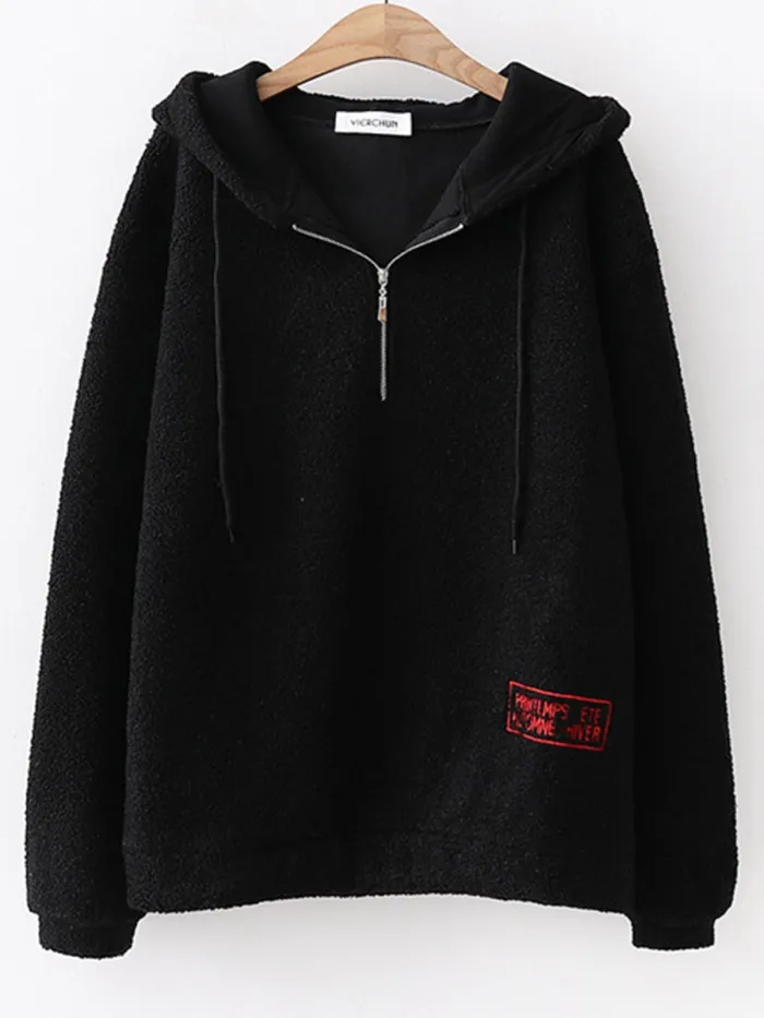 Sweet Appliqued Hoodie Long Sleeve Hoodies