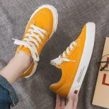 Women Yellow Lace-Up Fashion Sneakers