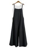 Pockets Linen Casual Loose Solid Plus Size Jumpsuits