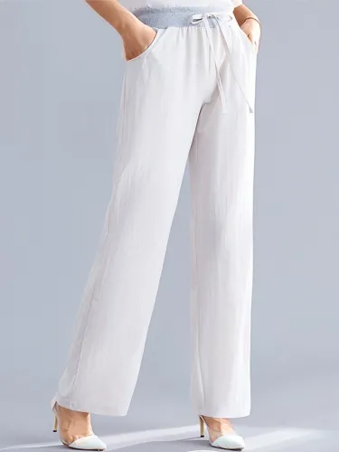 Plus Size Women Plain Casual Pants