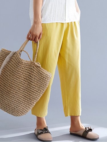 Plus Size Women Plain Casual Pants