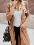 Round Neck Long Sleeve Buttoned Outerwear