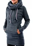 Women Cowl Neck Hoodie Cotton-blend Simple Long Sleeve sweatshirt