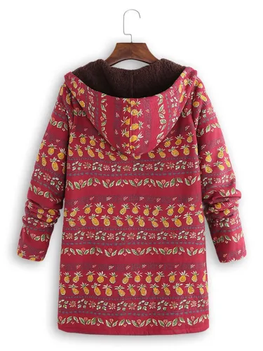 Pineapple Printed Hoodie Coat
