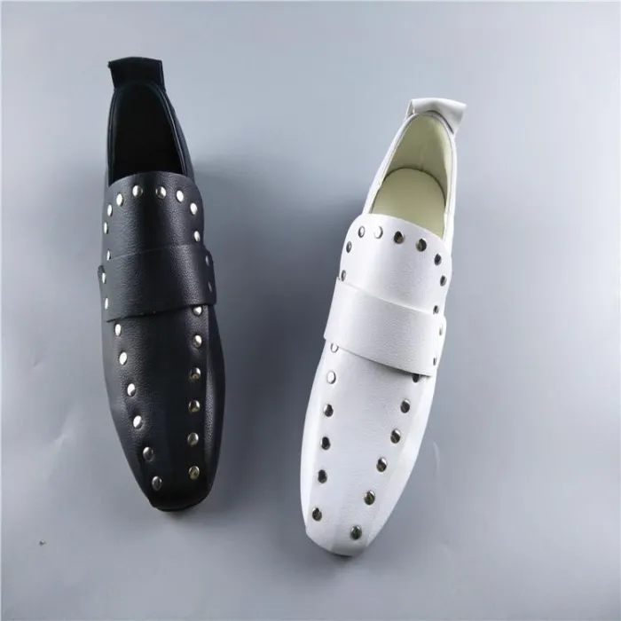 Women Chunky Heel Artificial Leather Rivet Spring/Fall Loafers
