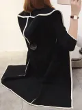Binding Casual H-line Long Sleeve Hoodie Coat