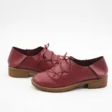 Gray PU Lace-up Spring/Fall Daily Chunky Heel Loafers