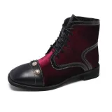 Winter Rivet Lace-Up Chunky Heel Suede Boots