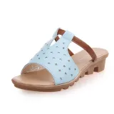 Women Summer Beach Wedge Heel Star Hollow-Out Slippers