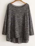 Long Sleeve Cotton Plain Crew Neck Shirts & Tops