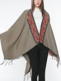 Hoodie Solid Vintage Paneled Winter Cardigans Wool Blend  Woven Cape