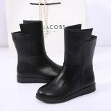 Black Wedge Heel Winter Daily PU Boot