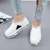 Women Cnavas Platform Loafers Creepers Casual Comfort Slip On Shoes