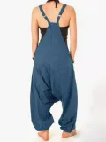 Round Neck Casual Cotton Pocket Jumpsuits