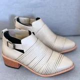 Women PU Booties Casual Comfort Adjustable Buckle Plus Size Shoes